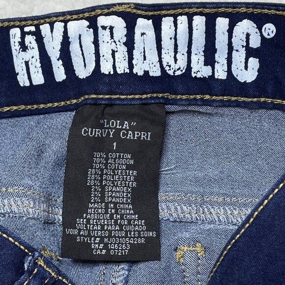 Hydraulic Jeans Juniors Sz 1 Blue Lola Curvy Capri Denim Low Rise 25x19 - Picture 10 of 11